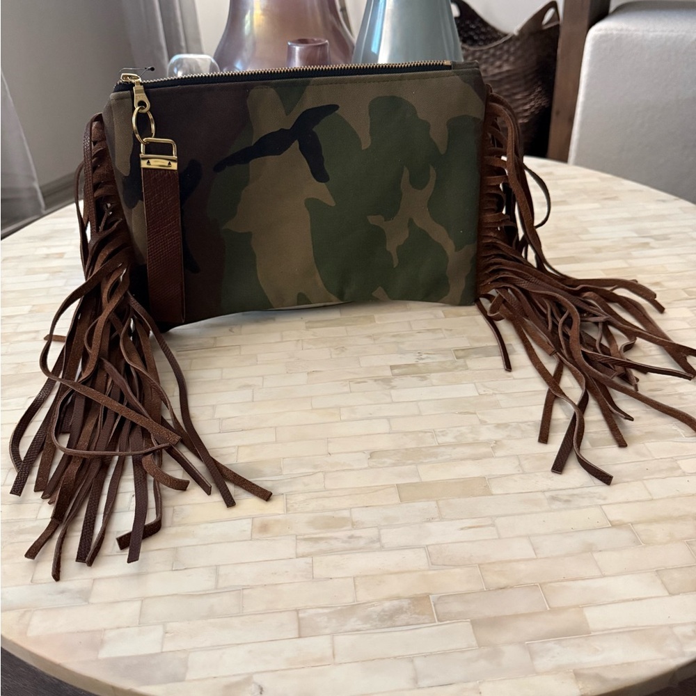 Fringe Camouflage Clutch Bag